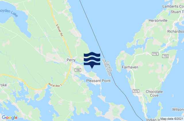 Mappa delle maree di Gleason Cove, Canada