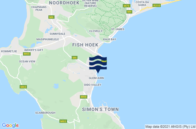 Mappa delle maree di Glencairn Beach, South Africa