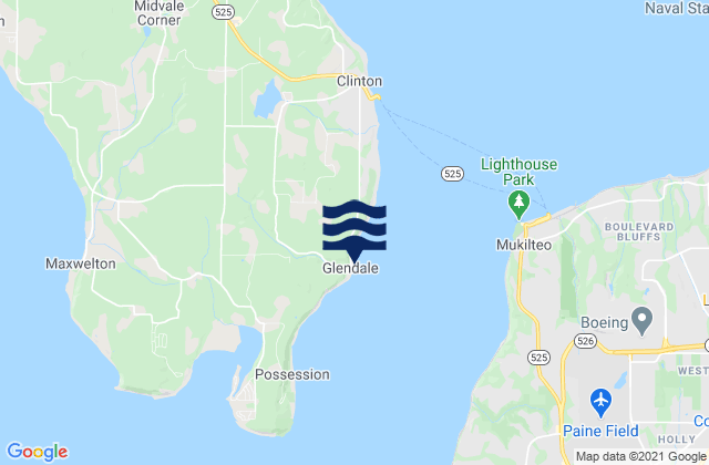 Mappa delle maree di Glendale Whidbey Island, United States
