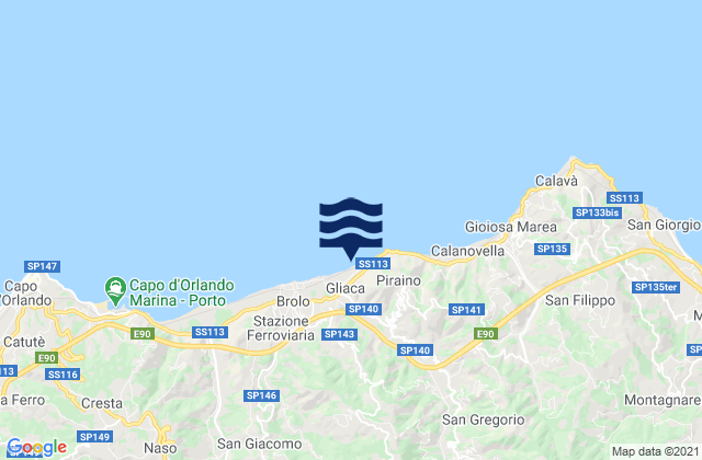 Mappa delle maree di Gliaca, Italy
