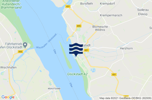 Mappa delle maree di Gluckstadt, Denmark