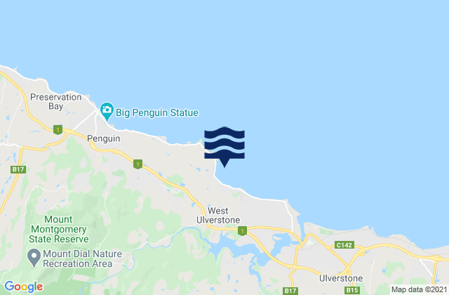 Mappa delle maree di Goat Island, Australia