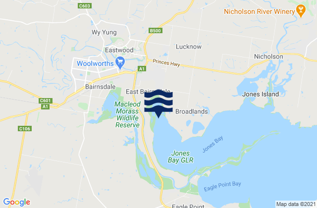 Mappa delle maree di Goats Bluff, Australia