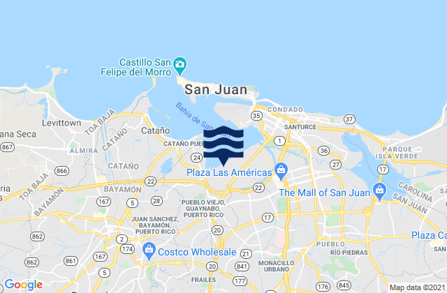 Mappa delle maree di Gobernador Piñero Barrio, Puerto Rico