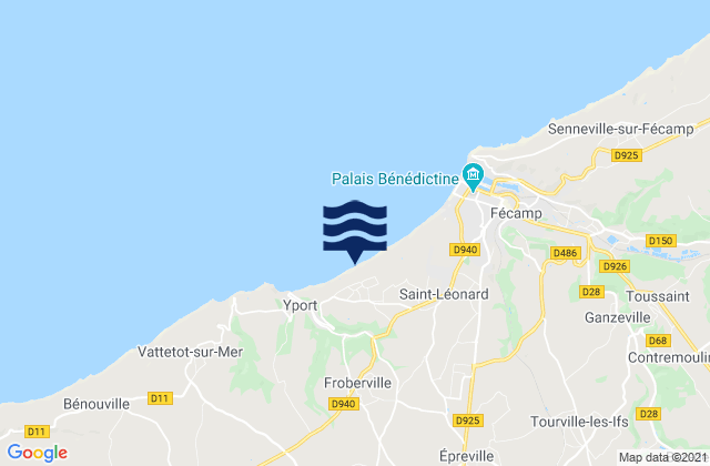 Mappa delle maree di Goderville, France