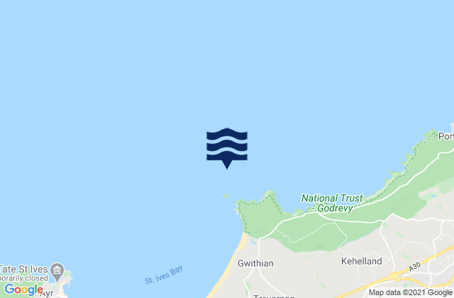 Mappa delle maree di Godrevy Island, United Kingdom