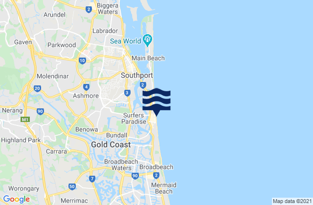 Mappa delle maree di Gold Coast, Australia