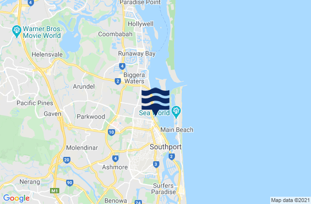 Mappa delle maree di Gold Coast, Australia