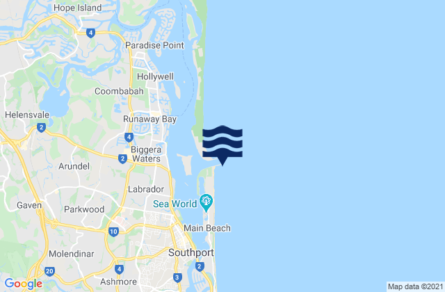 Mappa delle maree di Gold Coast Seaway, Australia