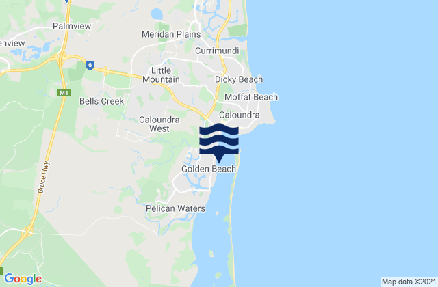 Mappa delle maree di Golden Beach, Australia