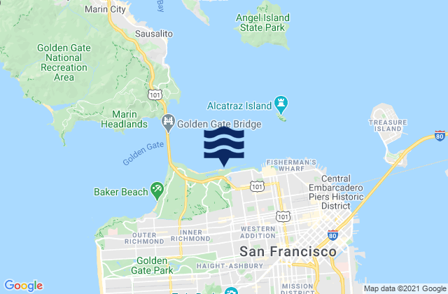 Mappa delle maree di Golden Gate East Beach, United States