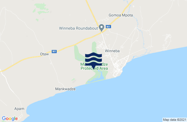 Mappa delle maree di Gomoa East, Ghana