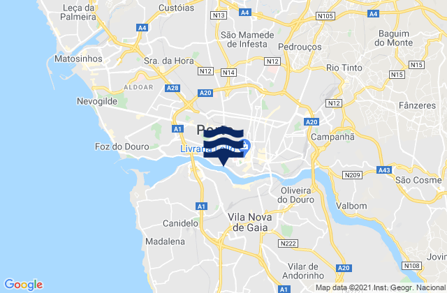 Mappa delle maree di Gondomar, Portugal