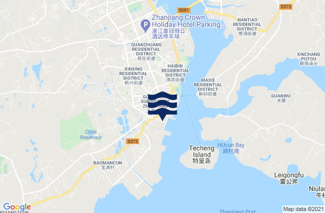 Mappa delle maree di Gongnong, China