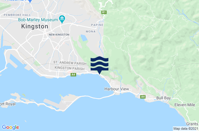 Mappa delle maree di Gordon Town, Jamaica