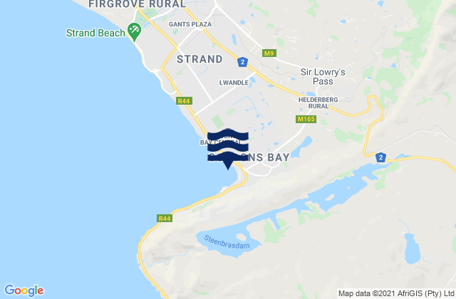 Mappa delle maree di Gordon's Bay, South Africa