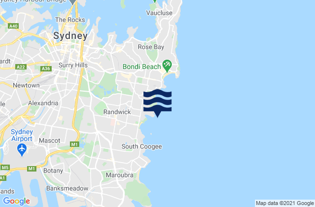 Mappa delle maree di Gordons Bay, Australia