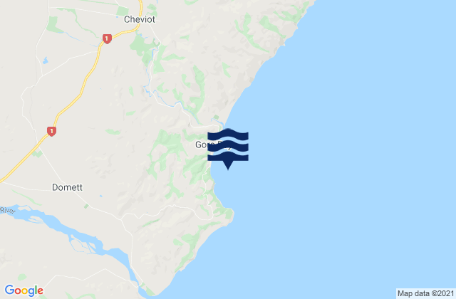 Mappa delle maree di Gore Bay, New Zealand