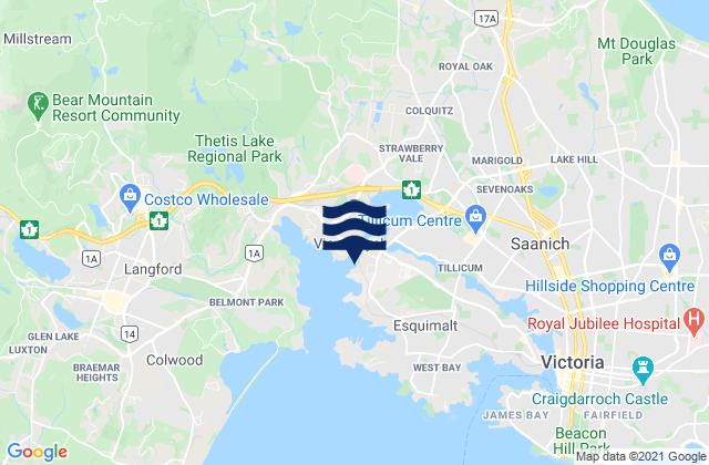 Mappa delle maree di Gorge (Victoria), Canada