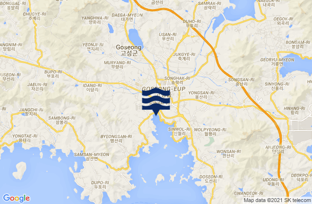 Mappa delle maree di Goseong, South Korea