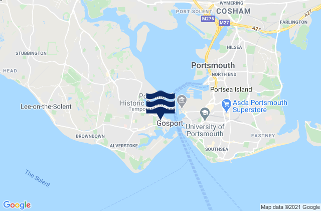 Mappa delle maree di Gosport, United Kingdom
