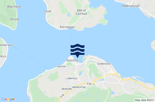 Mappa delle maree di Gourock Bay, United Kingdom