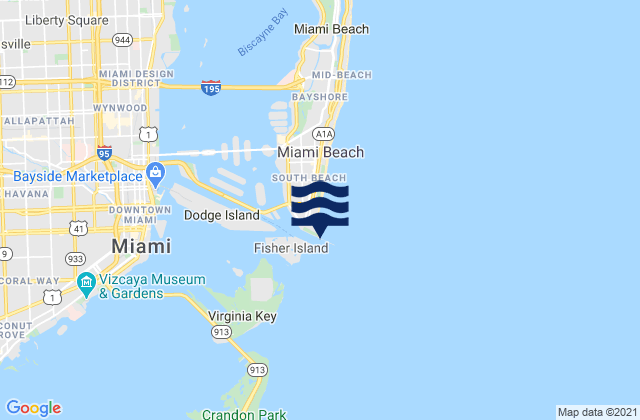 Mappa delle maree di Government Cut Miami Harbor Entrance, United States