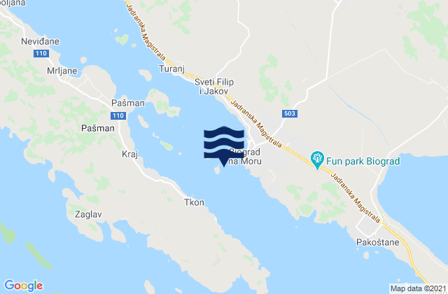 Mappa delle maree di Grad Biograd na Moru, Croatia