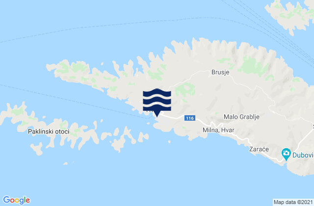 Mappa delle maree di Grad Hvar, Croatia