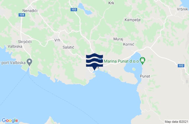 Mappa delle maree di Grad Krk, Croatia