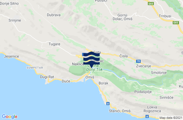 Mappa delle maree di Grad Omiš, Croatia
