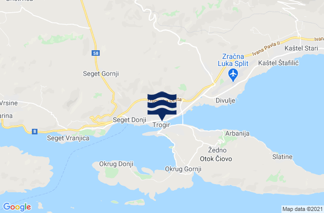 Mappa delle maree di Grad Trogir, Croatia