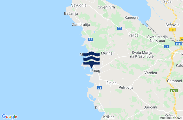 Mappa delle maree di Grad Umag, Croatia