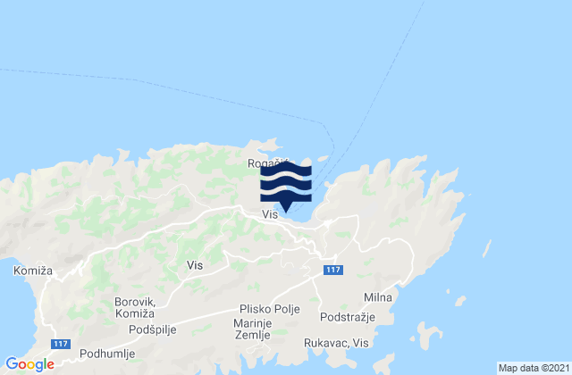 Mappa delle maree di Grad Vis, Croatia