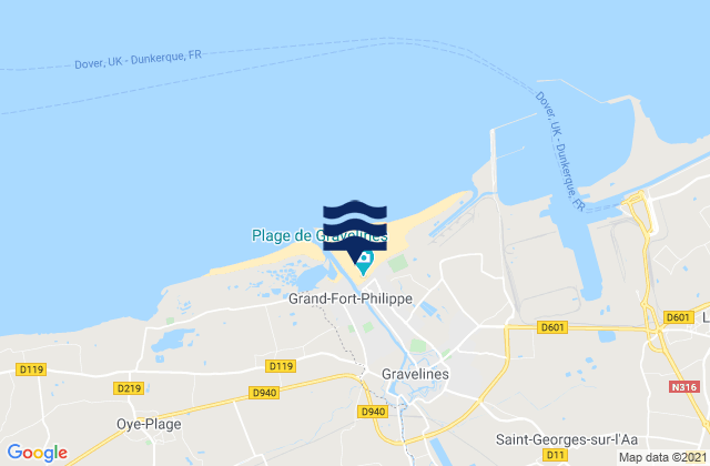 Mappa delle maree di Grand-Fort-Philippe, France