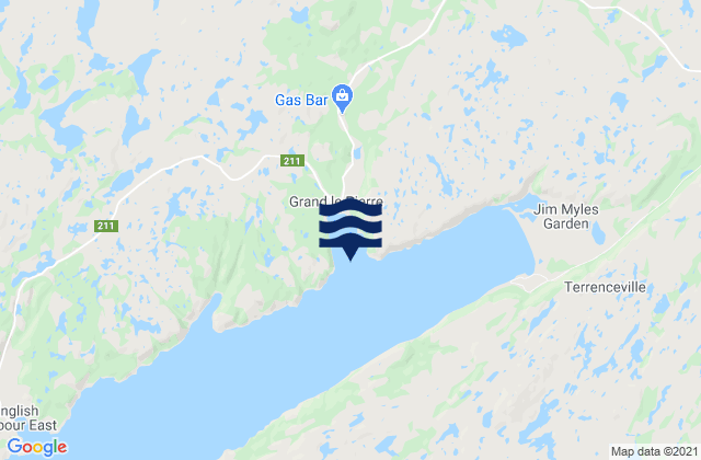 Mappa delle maree di Grand Le Pierre Harbour, Canada