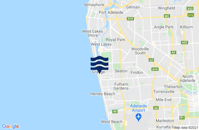 Mappa delle maree di Grange, Australia