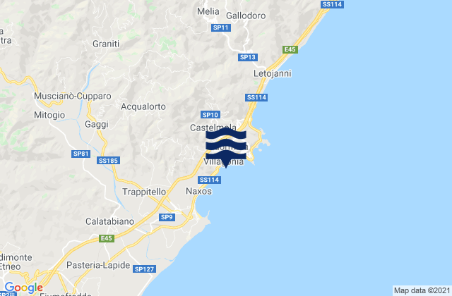 Mappa delle maree di Graniti, Italy