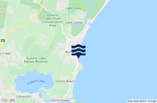 Mappa delle maree di Grants Beach, Australia