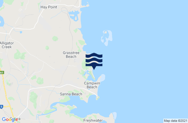 Mappa delle maree di Grasstree Beach, Australia