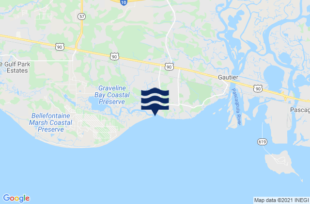 Mappa delle maree di Graveline Bayou Entrance, United States