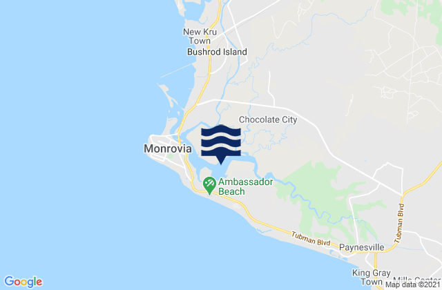 Mappa delle maree di Greater Monrovia, Liberia