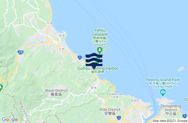 Mappa delle maree di Green Bay, Taiwan