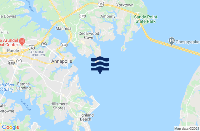Mappa delle maree di Greenbury Point Shoal Light, United States
