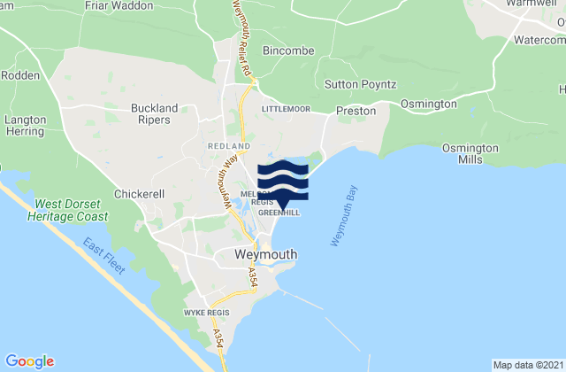 Mappa delle maree di Greenhill Beach, United Kingdom