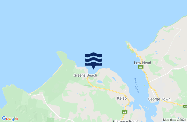 Mappa delle maree di Greens Beach, Australia