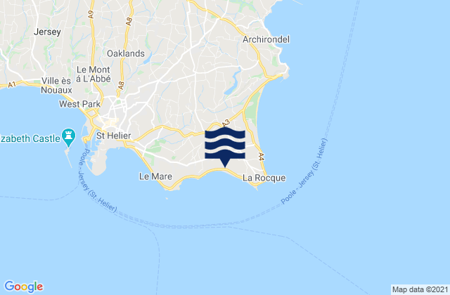 Mappa delle maree di Grouville, Jersey