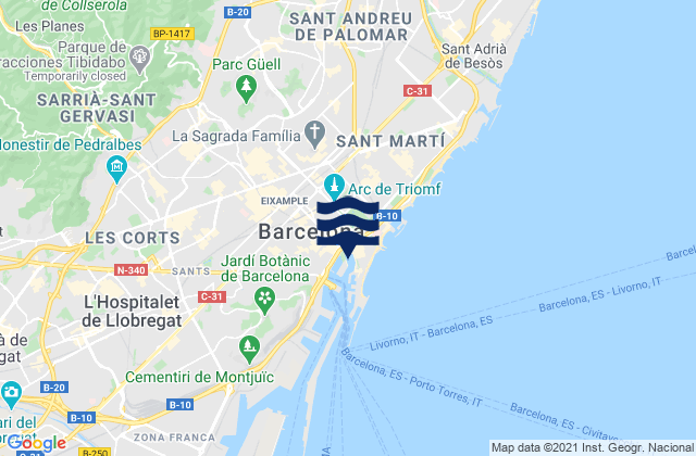 Mappa delle maree di Gràcia, Spain