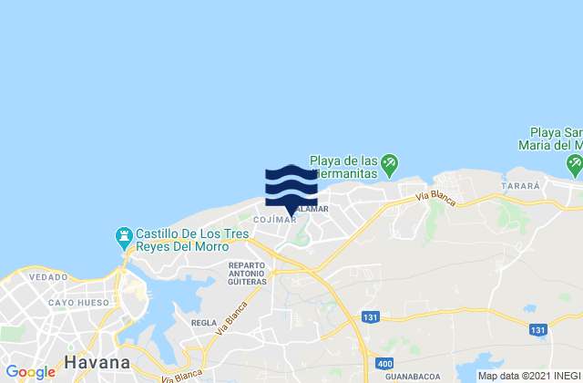 Mappa delle maree di Guanabacoa, Cuba