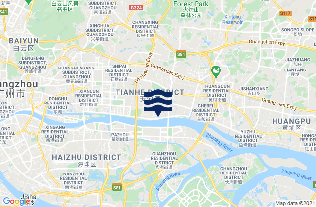 Mappa delle maree di Guangzhou, China